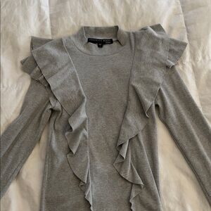 Veronica Beard Long Sleeve Top Gidea Dawson Ruffle Knit in White